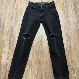 Hollister Distressed Black Jeans - Men Size 32x34 - Skinny Fit -Advanced Stretch
